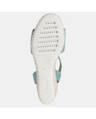Sandales en Velours de Cuir de Chèvre Lipari bleues - Talon 7 cm